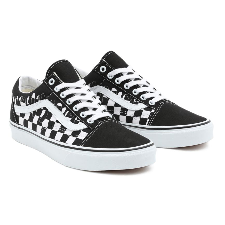 Vans Paint Drip Checkerboard Old Skool Shoes Black | VN684G7TF41