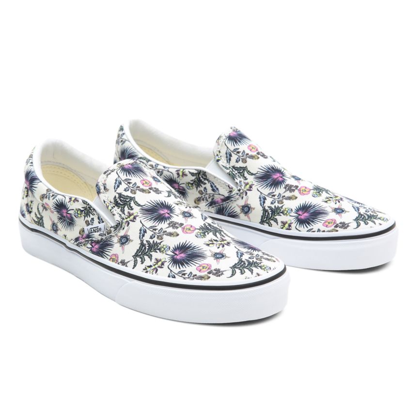 Vans Paradise Floral Classic Slip-On Shoes White | VN064W5OQ04